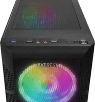 Everest CREST V1 Midi Torony Számítógépház + 4db 120mm RGB ventilátor - Fekete