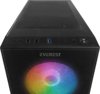 Everest FACED V1 Midi Torony Számítógépház + 4db 120mm RGB ventilátor - Fekete