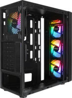 Everest FACED V1 Midi Torony Számítógépház + 4db 120mm RGB ventilátor - Fekete