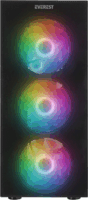 Everest FACED V1 Midi Torony Számítógépház + 4db 120mm RGB ventilátor - Fekete
