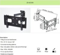 SUNNE Monitor/TV fali konzol 23"-42" (23-42-EA) dönth, forgath, univerzális, faltáv:95-475mm, max:VESA400x200, max40kg