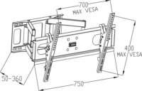 ART AR-52 30"-70" LCD TV/Monitor Fali Tartó Fekete